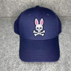 New Psycho Bunny Oversized 4k Bunny Hat Navy Blue Strapback Baseball Cap